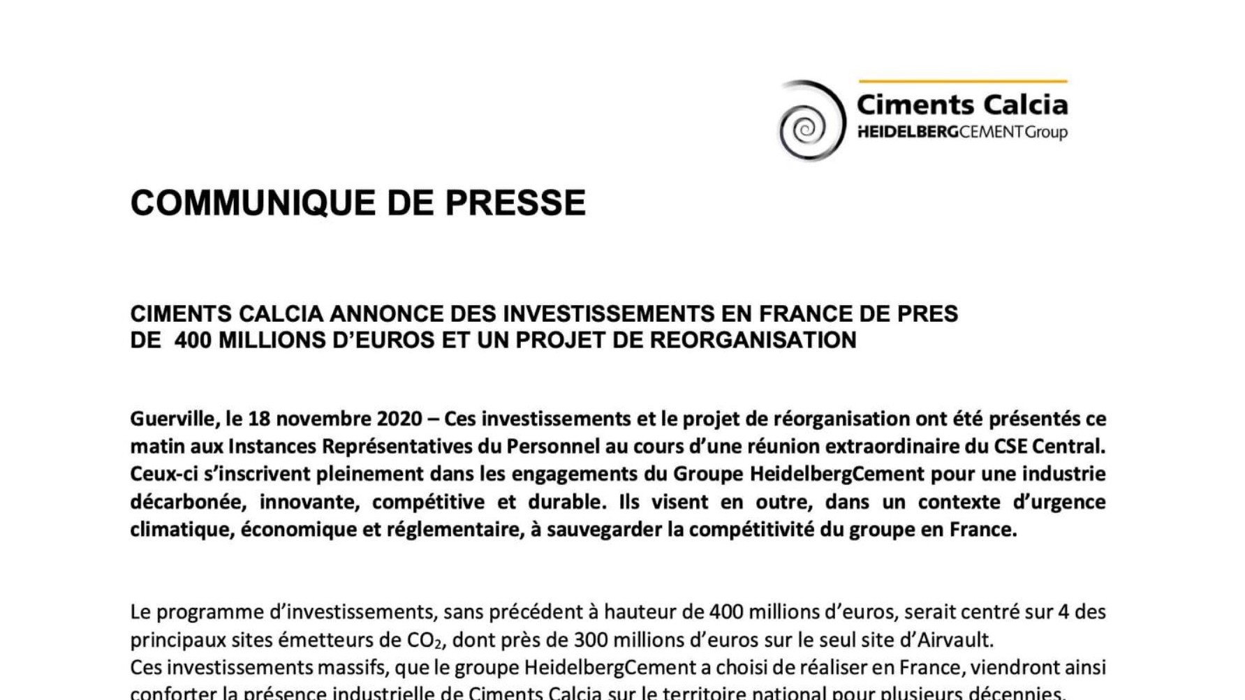 Une bonne nouvelle pour Brueil ! Info CALCIA