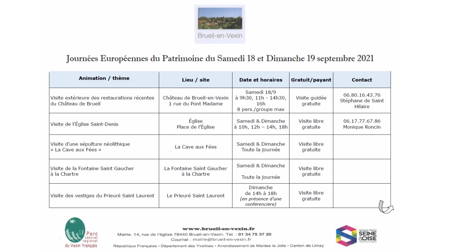 Journées du Patrimoine 18 & 19 Septembre