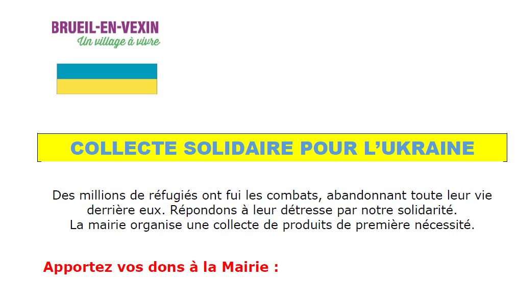 Collecte solidaire pour l’Ukraine