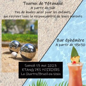 Tournoi de pétanque le 13 mai 2023 avec bar éphémère