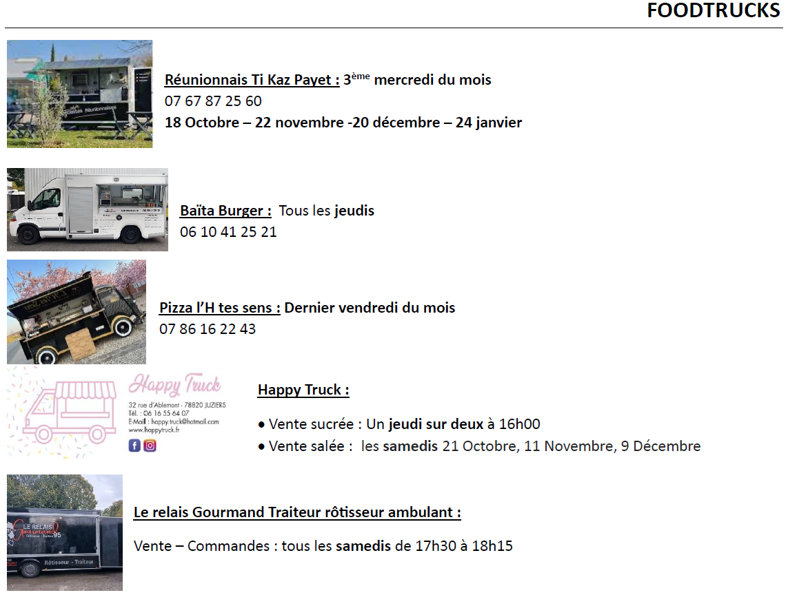 Planning des food-trucks jusque fin 2023