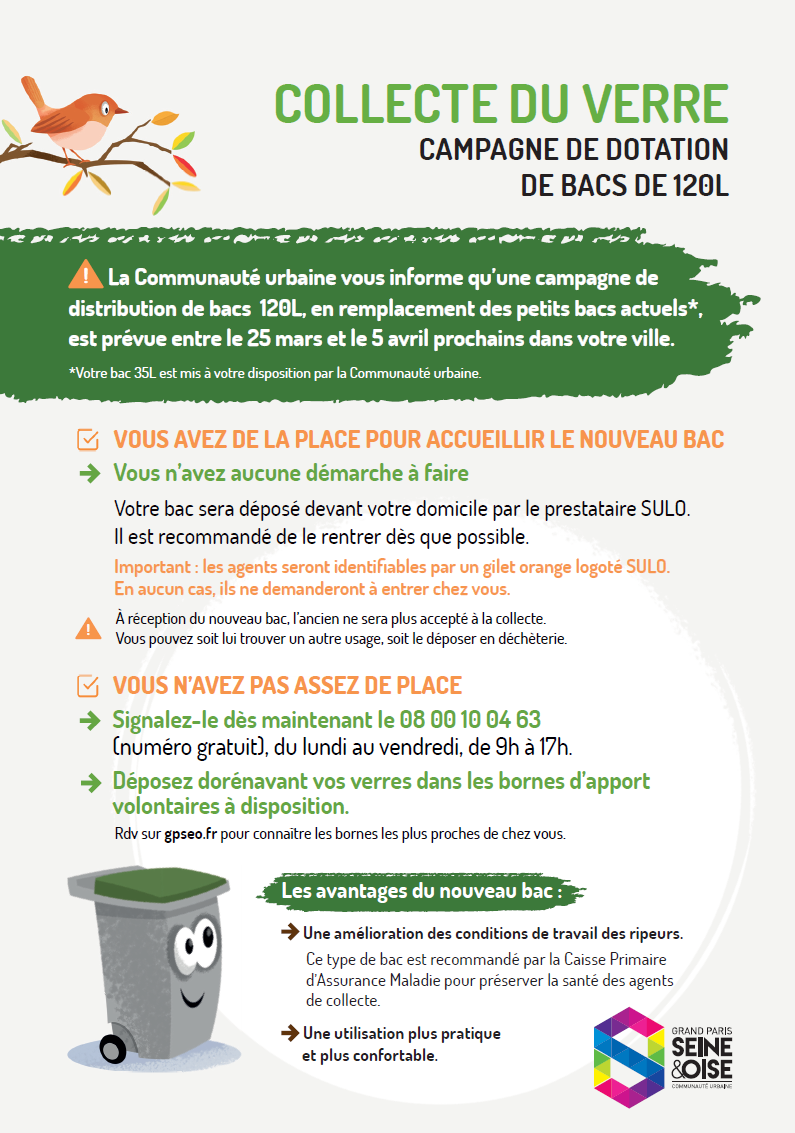 Collecte du verre : campagne de dotation de bacs 120L